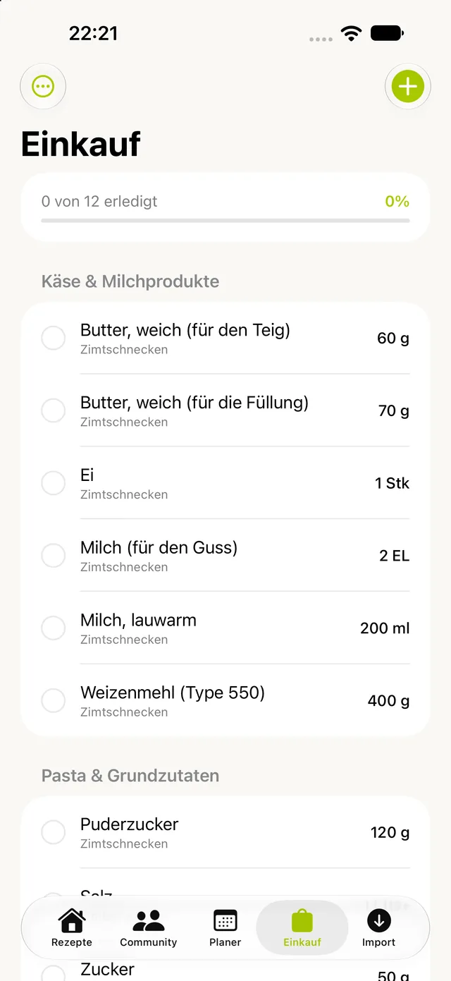 Cookiza! – Den Einkauf im Blick behalten.